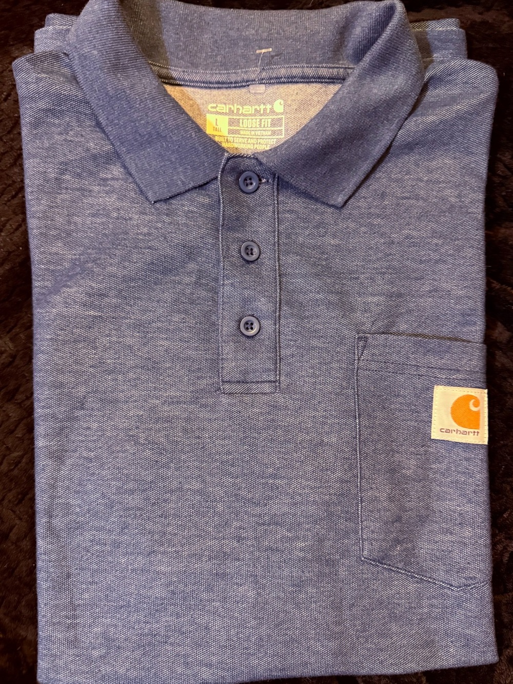 Carhartt Men's Heathered Blue Pocket Polo